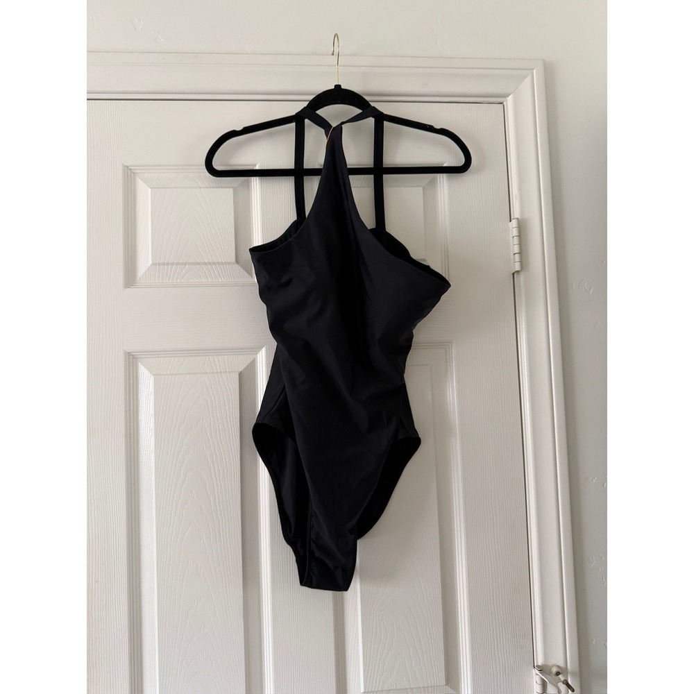 quince high neck one-piece swimsuit in black, women size medium